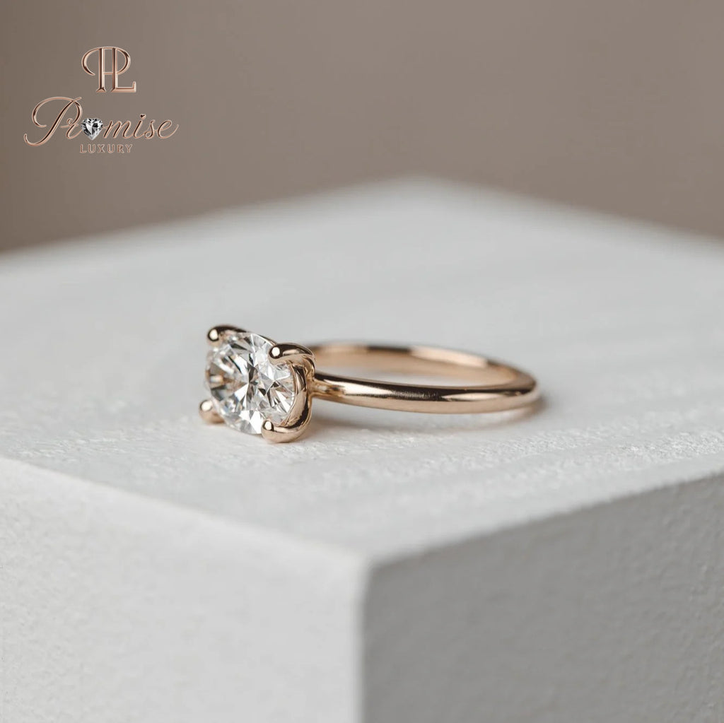 East West Oval Diamond Engagement Ring - Unique Modern Bridal Ring