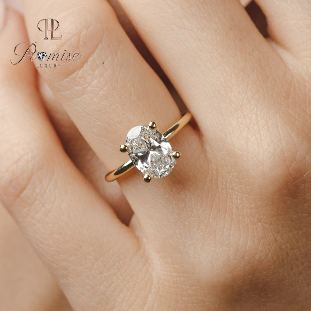 Classic Oval cut lab grown Diamond Solitaire Engagement Ring, Minimalist 18k Gold Wedding Ring, Gift for her