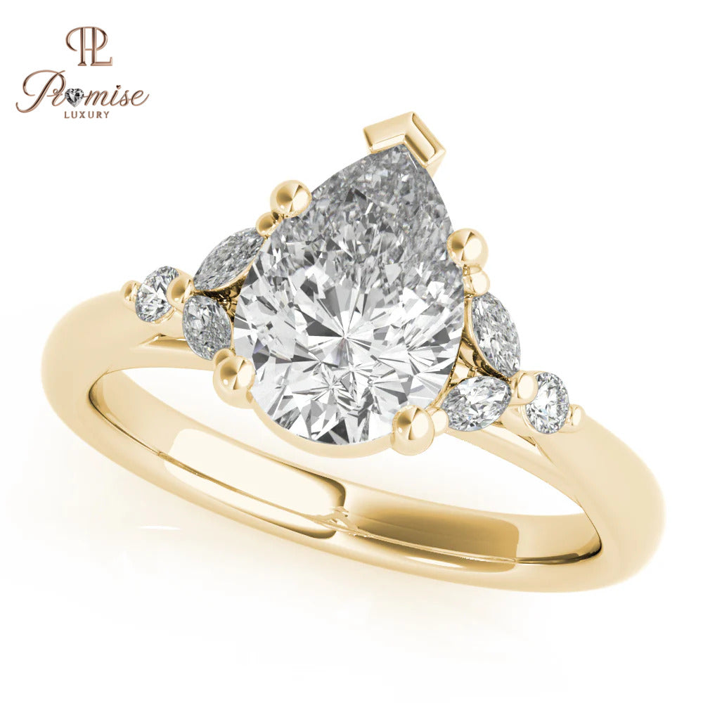 Vintage Pear Diamond Ring - Antique Style Engagement Ring For Women