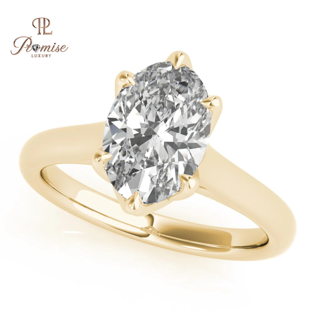 Oval 6-Prong Diamond Solitaire Ring – Elegant Engagement Ring for Women