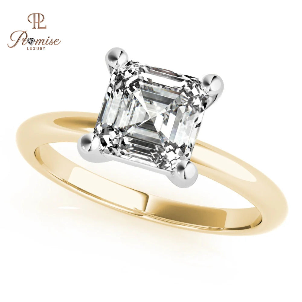 Vintage Inspired Asscher Cut Diamond Engagement Ring - Unique Wedding Ring