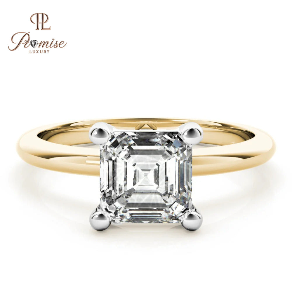 Vintage Inspired Asscher Cut Diamond Engagement Ring - Unique Wedding Ring