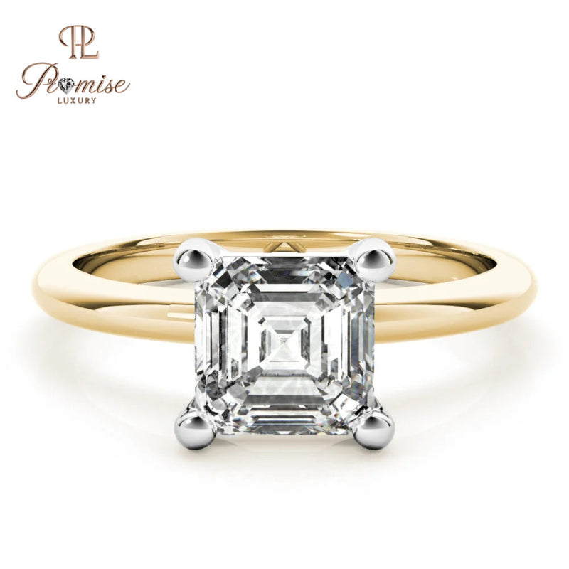Vintage Inspired Asscher Cut Diamond Engagement Ring - Unique Wedding Ring