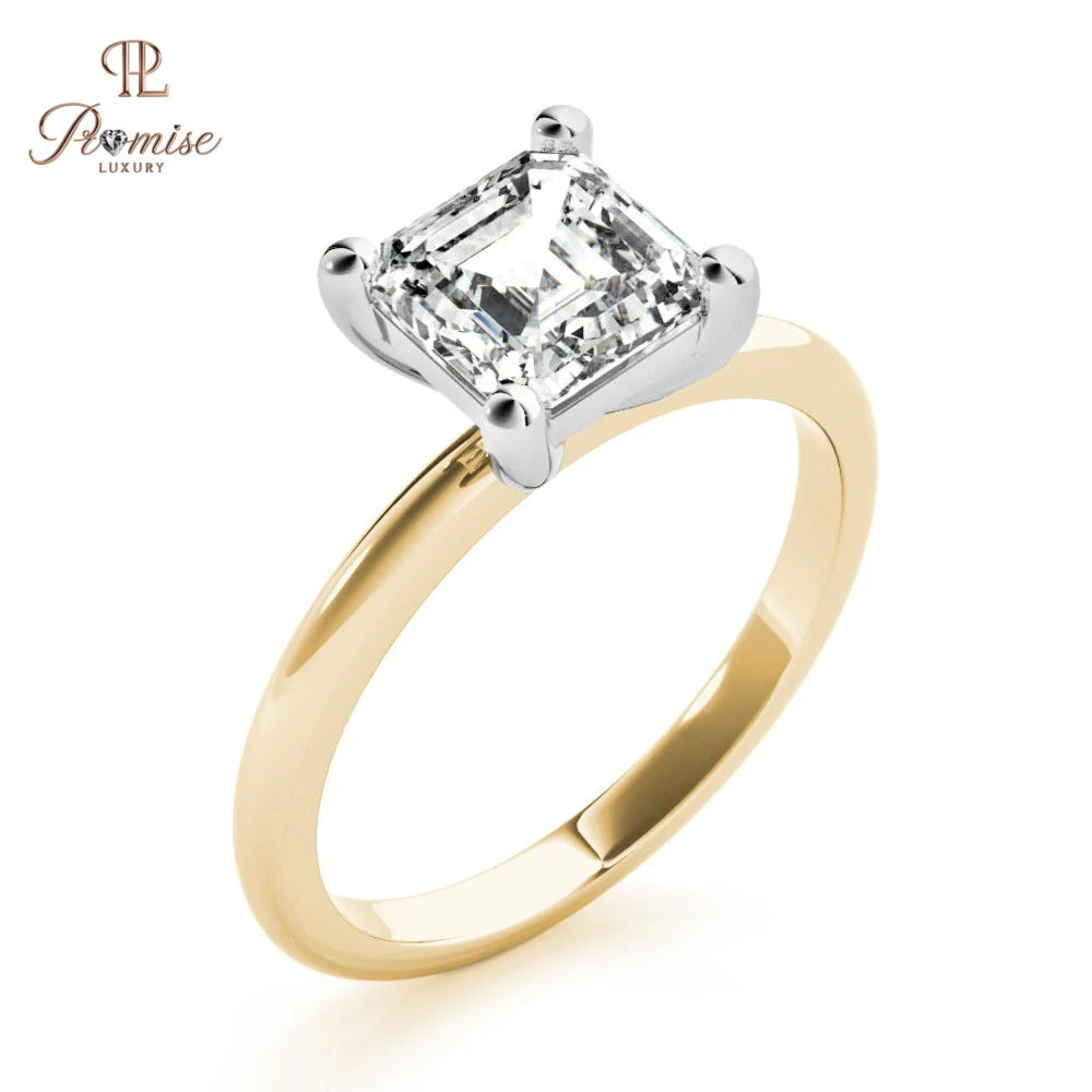 Vintage Inspired Asscher Cut Diamond Engagement Ring - Unique Wedding Ring