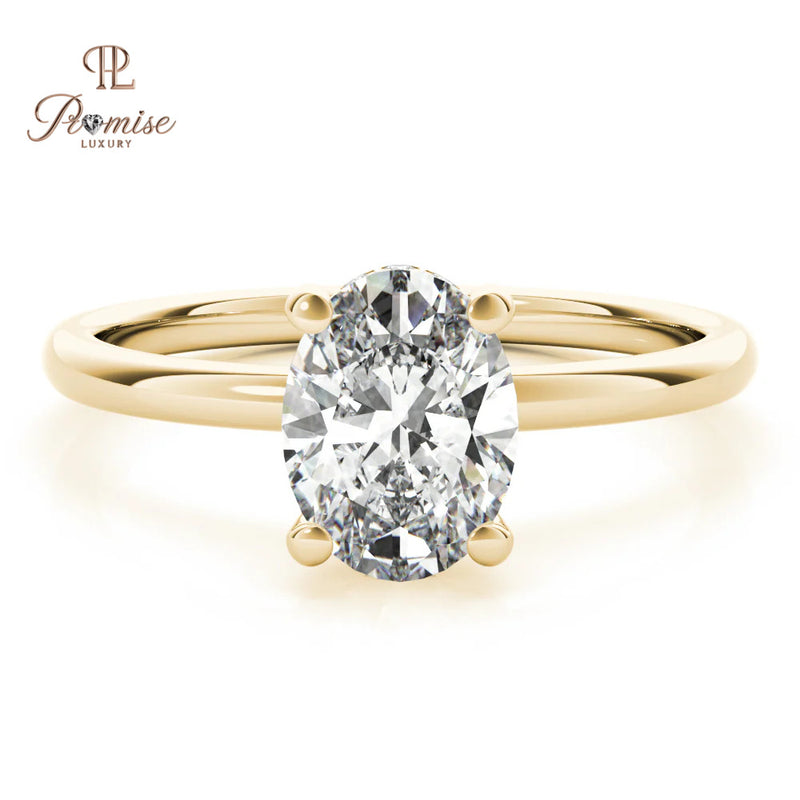Oval Diamond Hidden Halo Engagement Ring, Oval Cut Diamond Ring, 14K Gold Bridal Ring, Unique Wedding Ring for Women