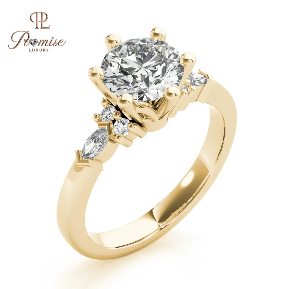 Unique 6-Prong Solitaire Round Cut Engagement Ring – Fancy Wedding Ring