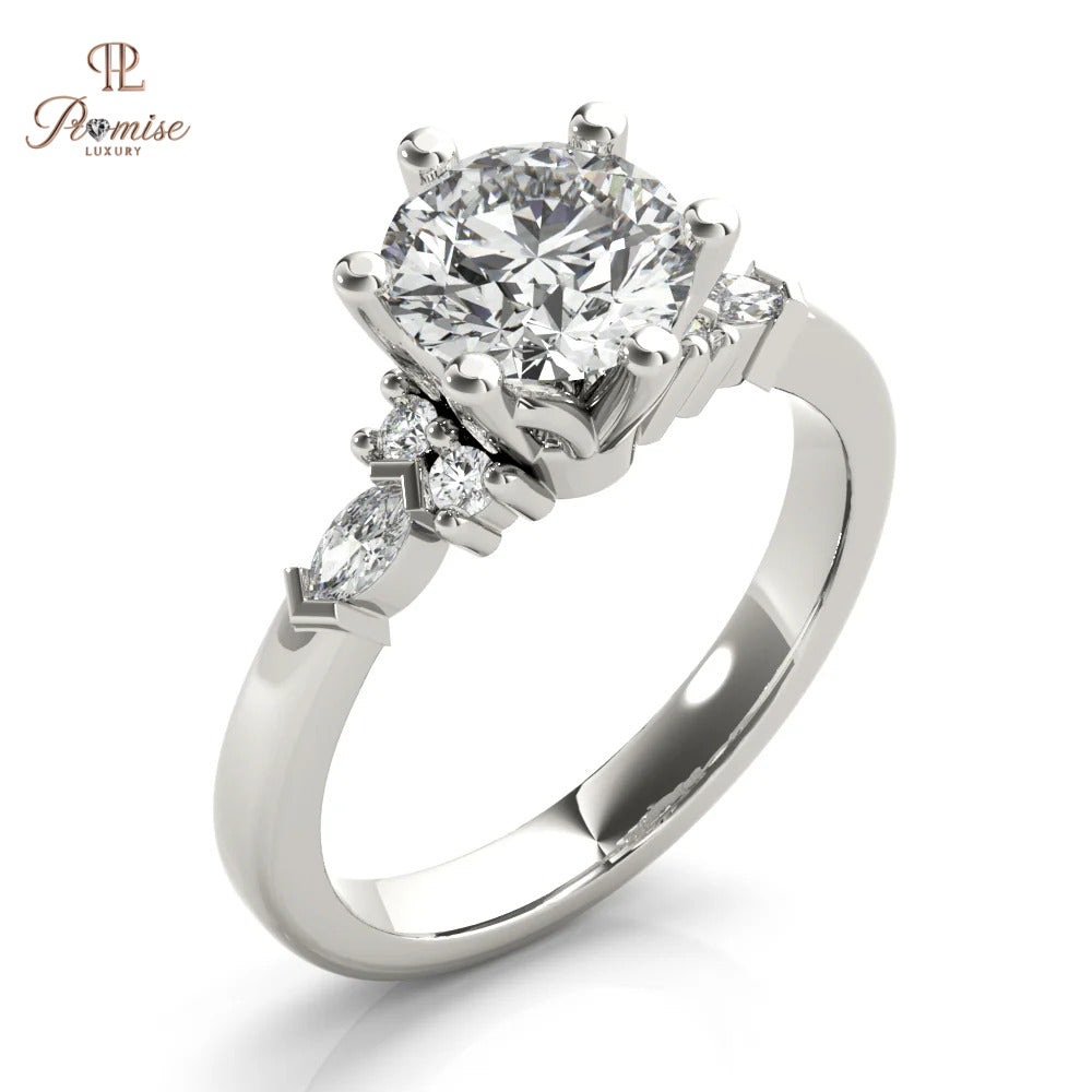 Unique 6-Prong Solitaire Round Cut Engagement Ring – Fancy Wedding Ring