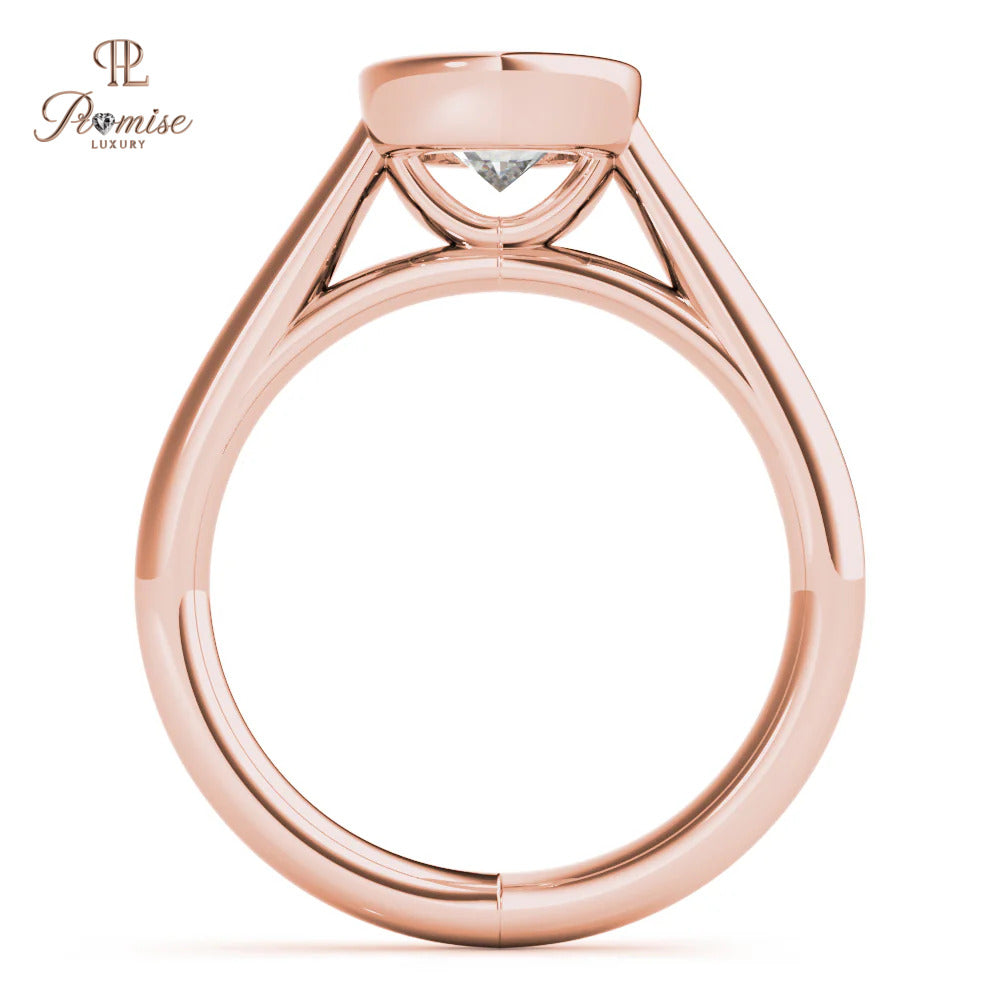 Bezel Set Oval Cut Diamond Engagement Ring – Modern Women’s Ring