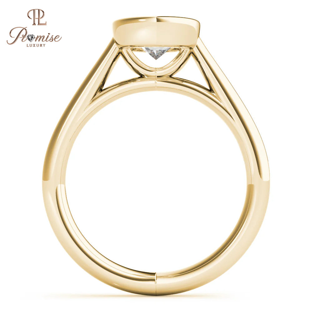 Bezel Set Oval Cut Diamond Engagement Ring – Modern Women’s Ring