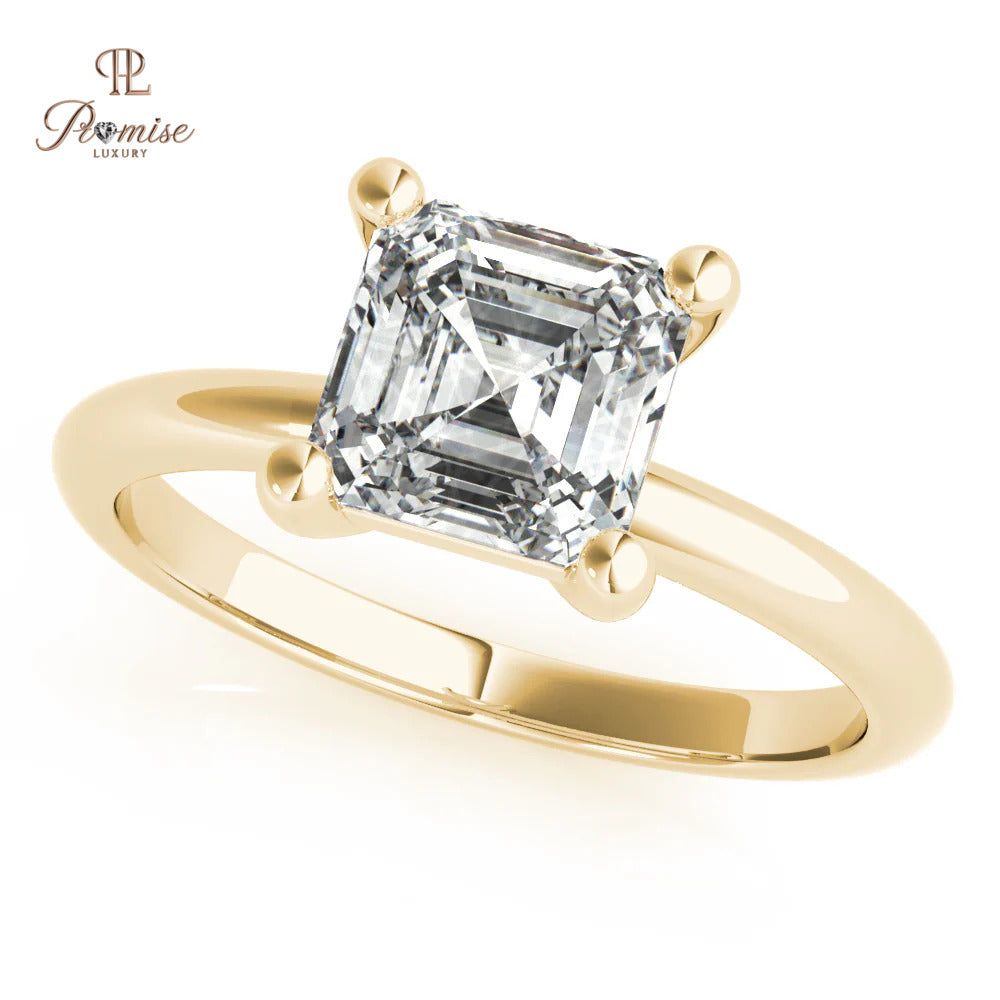 Vintage Inspired Asscher Cut Diamond Engagement Ring - Unique Wedding Ring