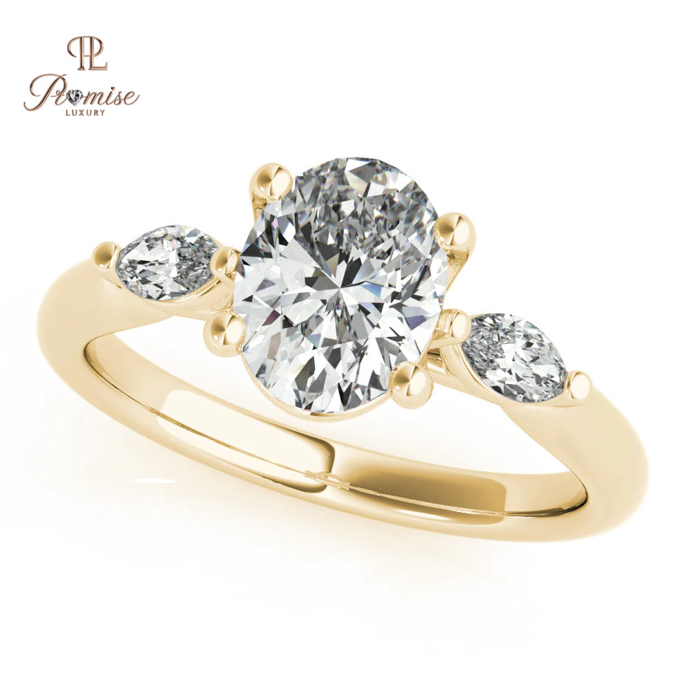 Oval and Marquise Cut Diamond Engagement Ring – Minimalist Statement Ring