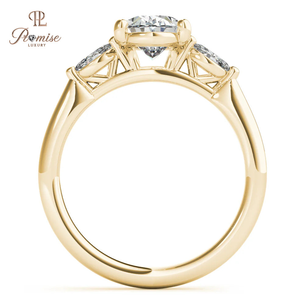 Oval and Marquise Cut Diamond Engagement Ring – Minimalist Statement Ring