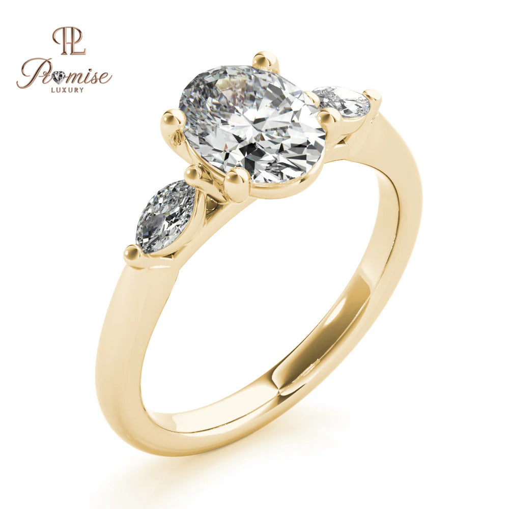 Oval and Marquise Cut Diamond Engagement Ring – Minimalist Statement Ring