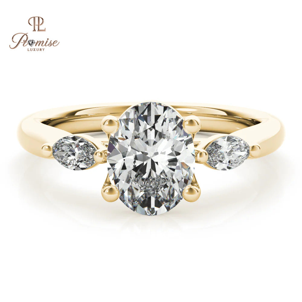 Oval and Marquise Cut Diamond Engagement Ring – Minimalist Statement Ring