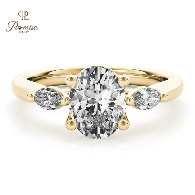 Oval and Marquise Cut Diamond Engagement Ring – Minimalist Statement Ring