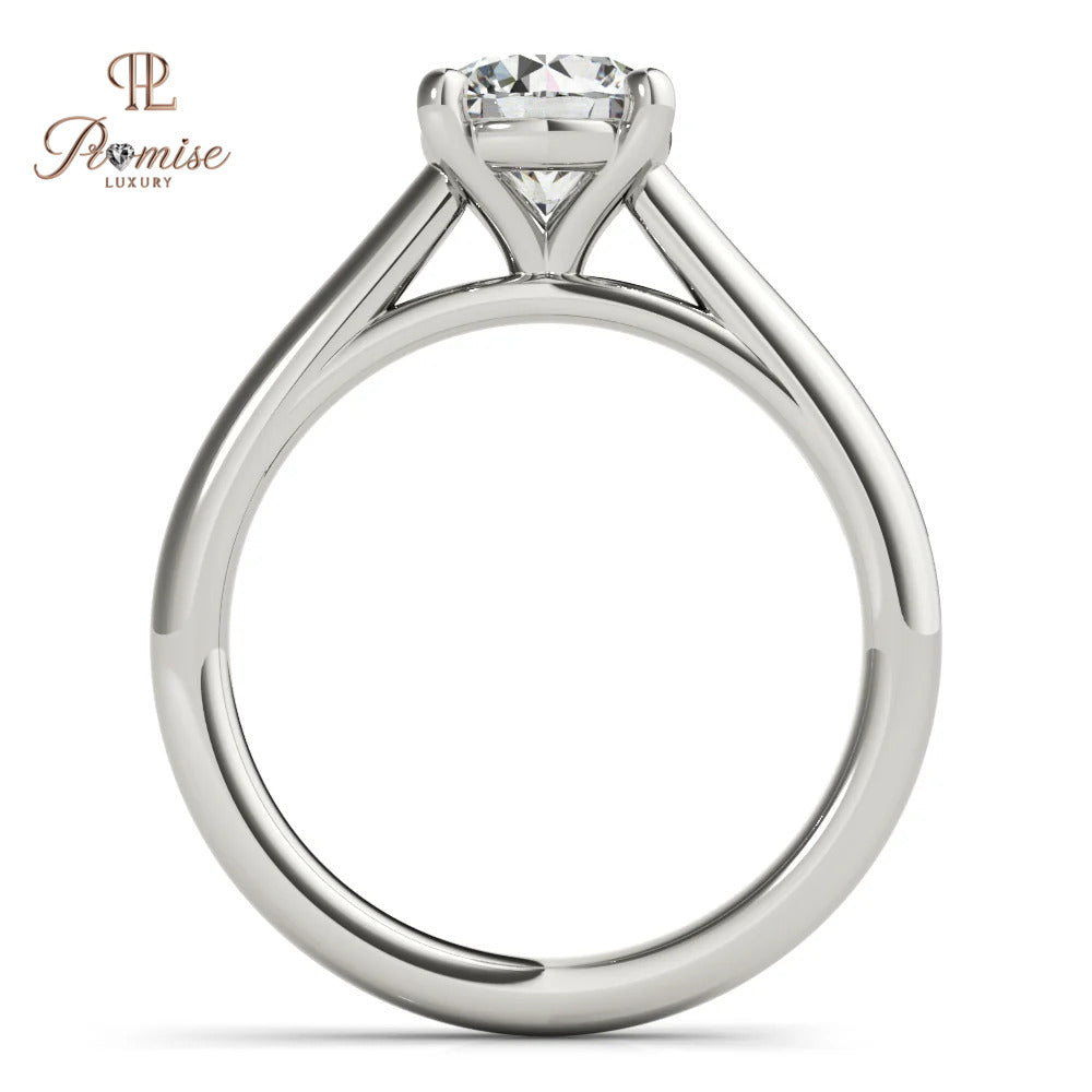 Round Solitaire Engagement Ring – Minimalist 14K Gold Bridal Jewelry