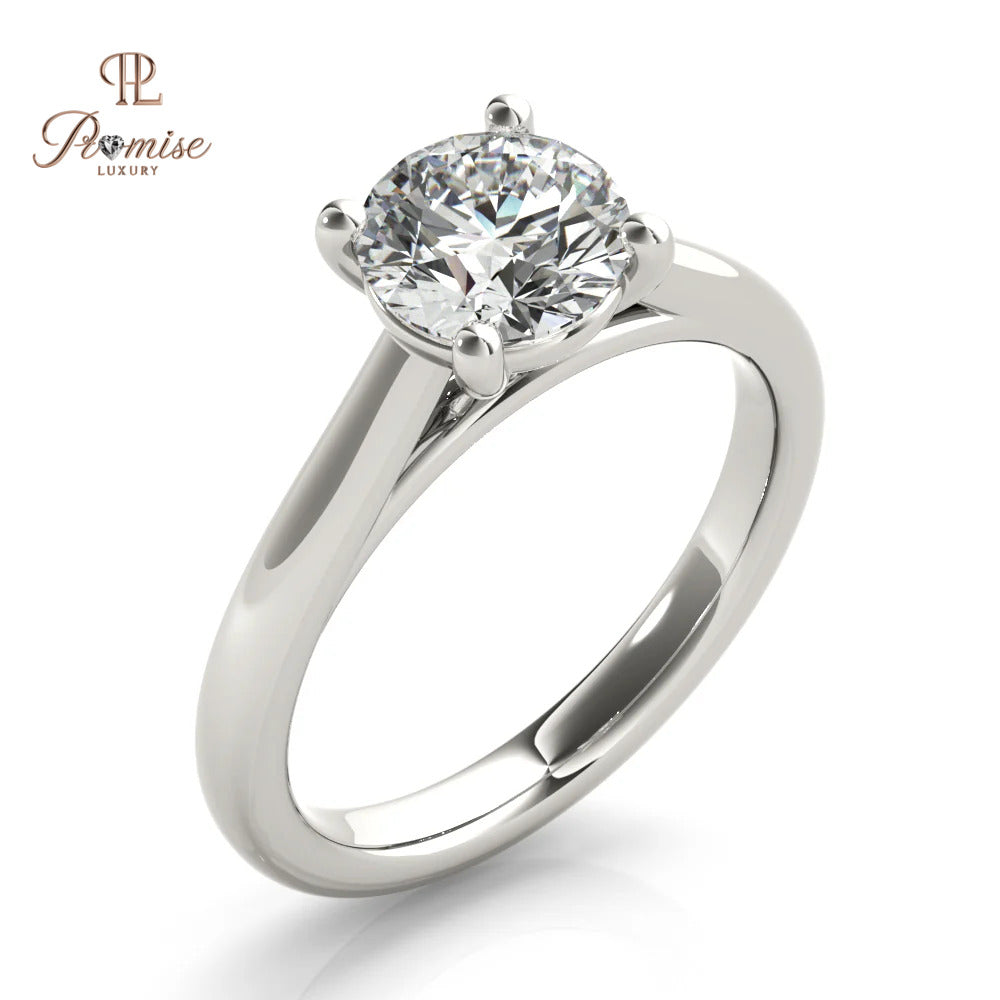 Round Solitaire Engagement Ring – Minimalist 14K Gold Bridal Jewelry