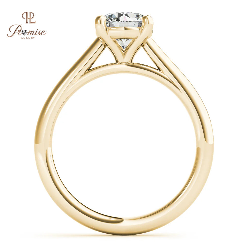 Round Solitaire Engagement Ring – Minimalist 14K Gold Bridal Jewelry