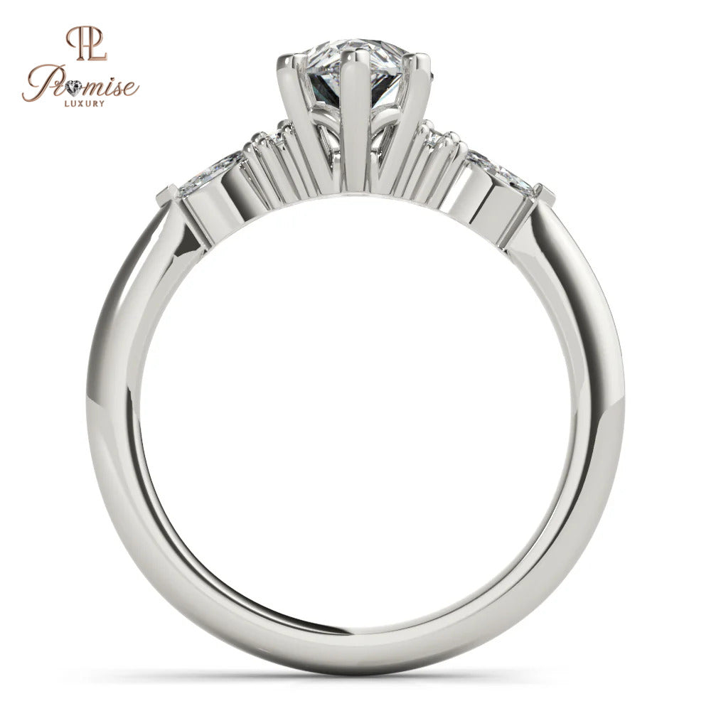 14k Solid Gold Pear Cut Lab Grown Diamond Ring - Elegant Engagement Ring