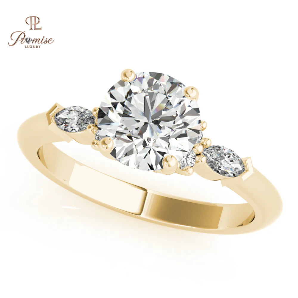 Vintage Style Round Diamond Engagement Ring - Art Deco Bridal Ring