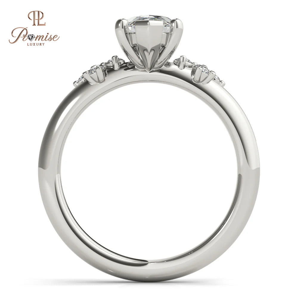 Petite Marquise Diamond Engagement Ring – Nature Inspired Gold Ring