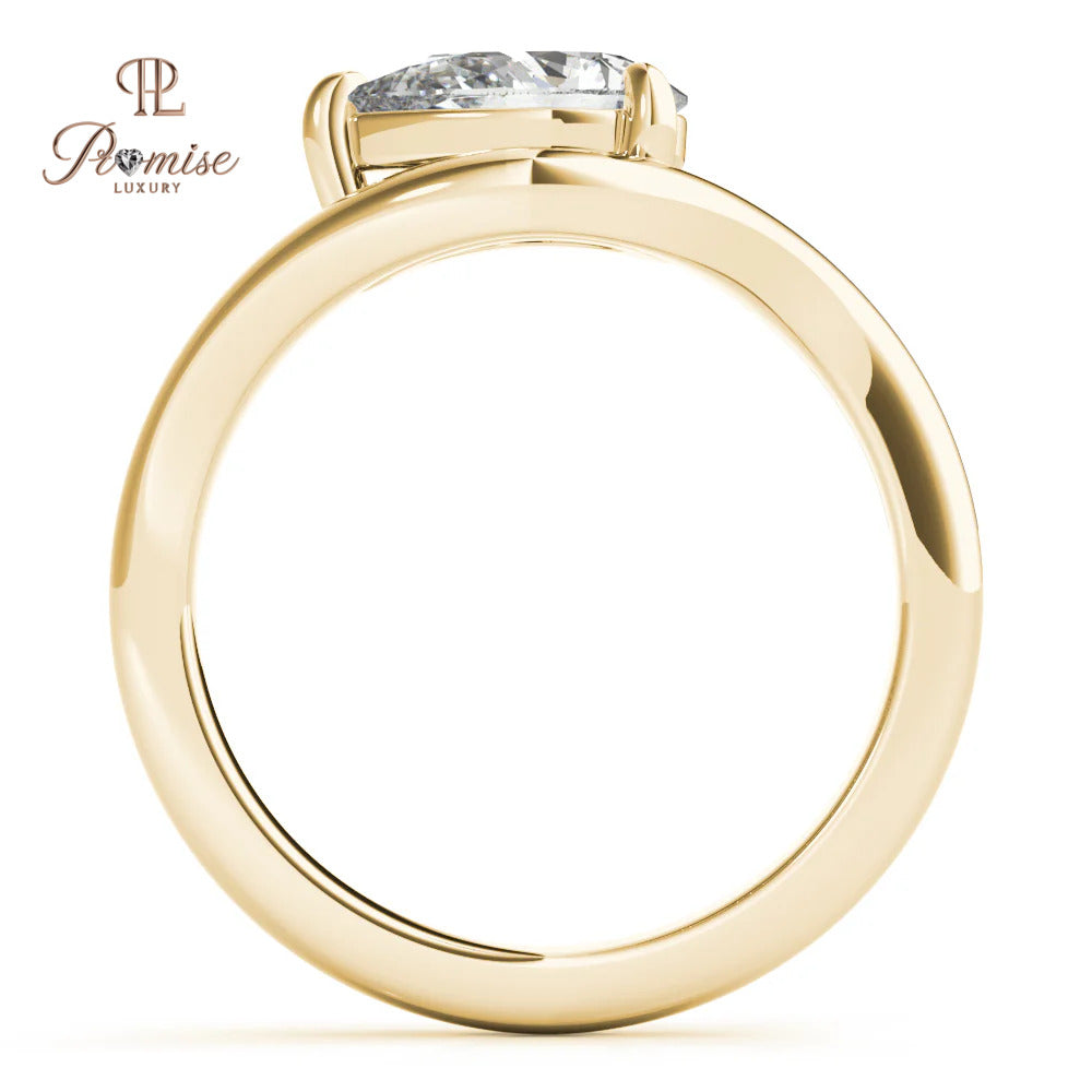 Unique Pear Diamond Curved Wedding Band – Contour Ring in 14K White Gold