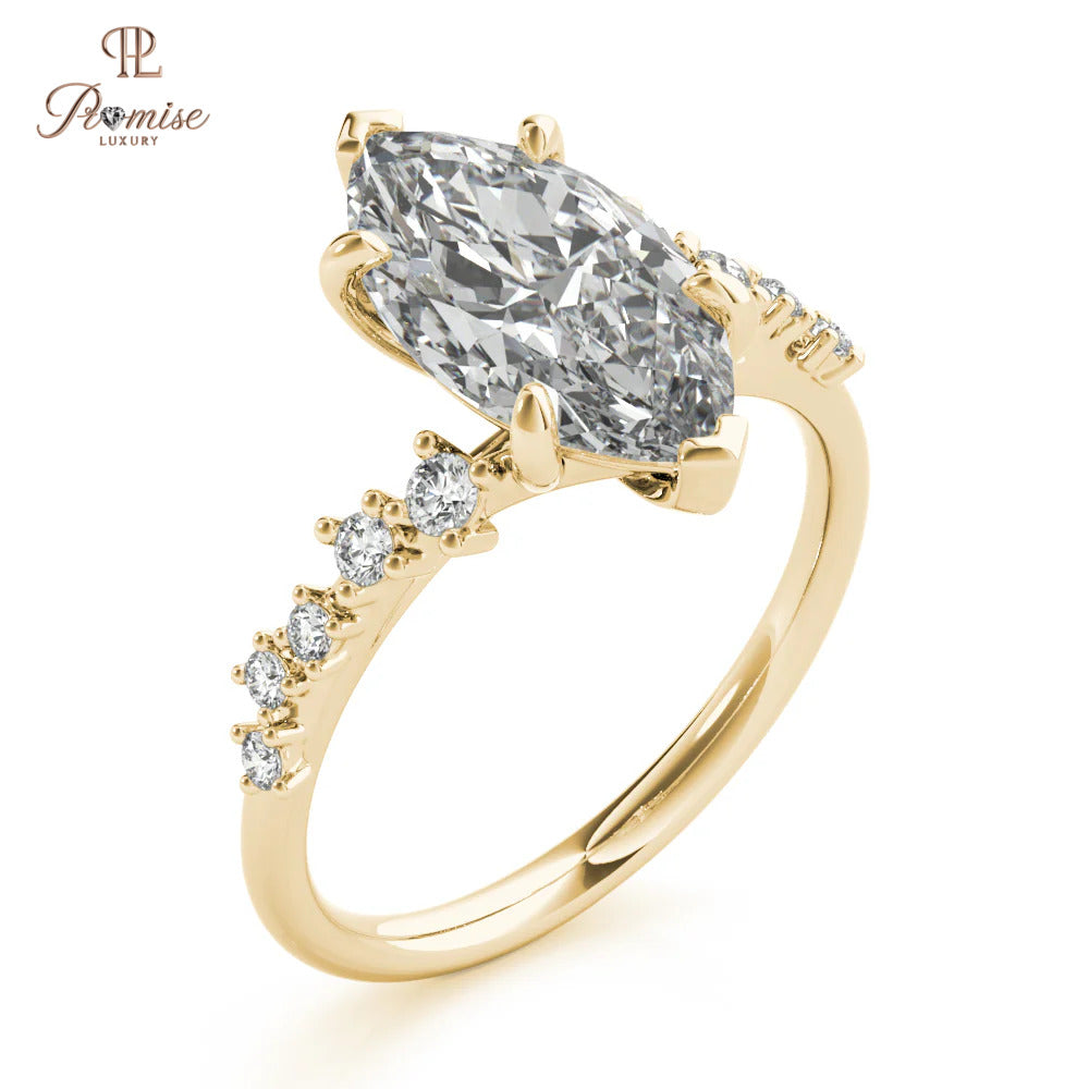 Luxury Split Shank Marquise Engagement Ring – Unique Diamond Ring