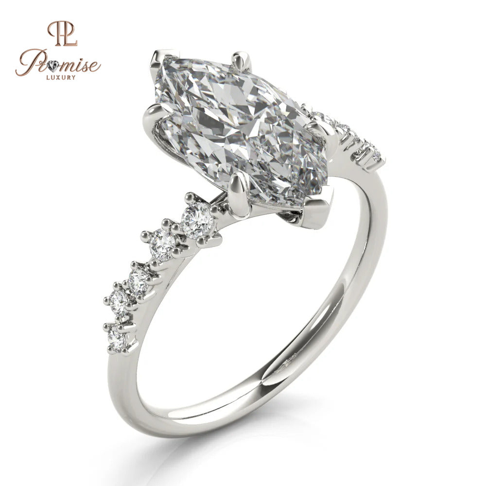 Luxury Split Shank Marquise Engagement Ring – Unique Diamond Ring