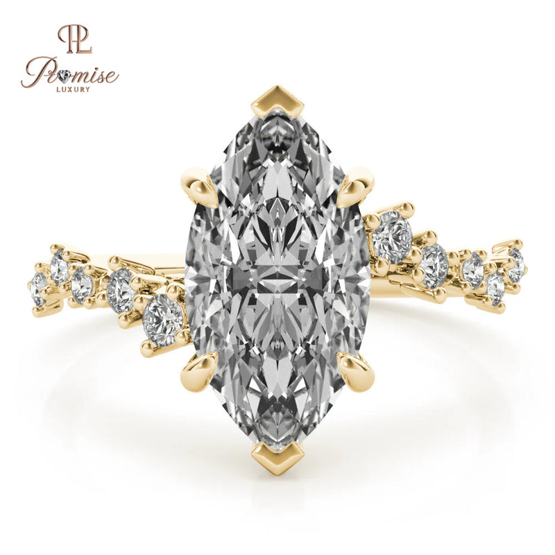 Luxury Split Shank Marquise Engagement Ring – Unique Diamond Ring