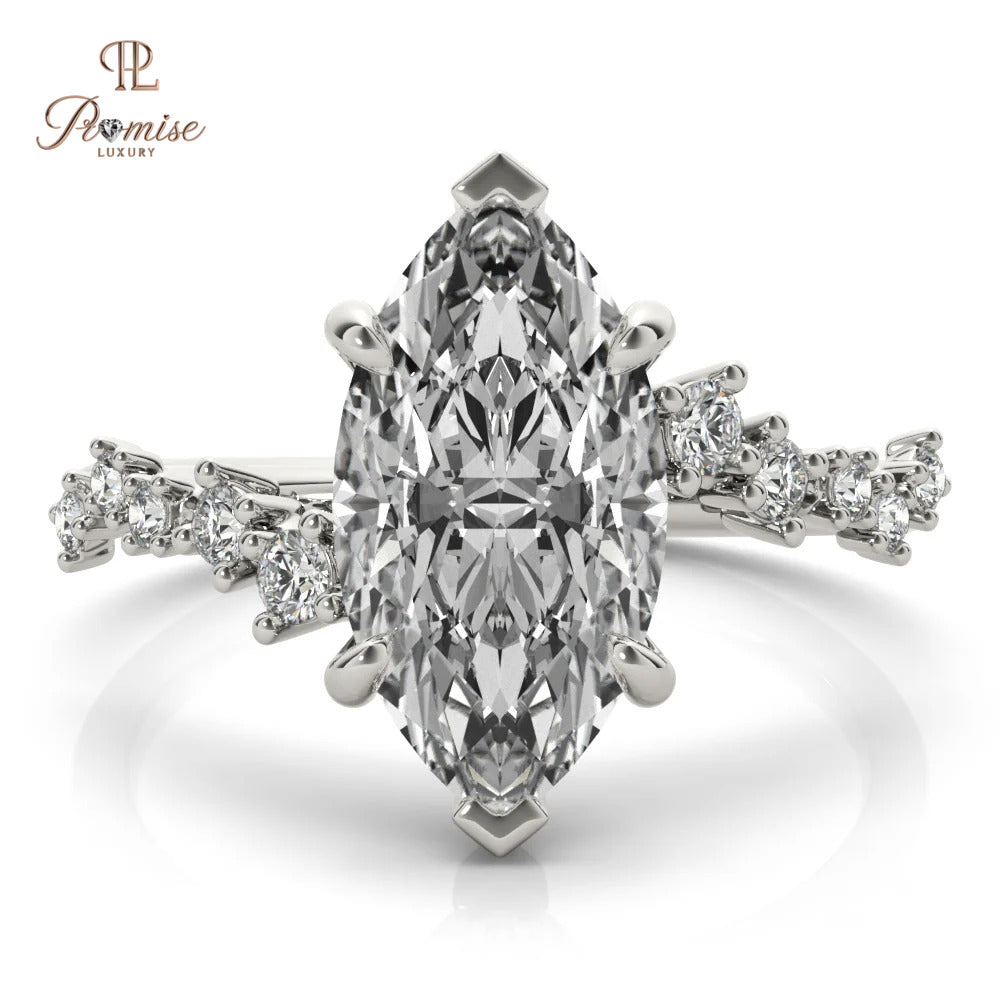 Luxury Split Shank Marquise Engagement Ring – Unique Diamond Ring