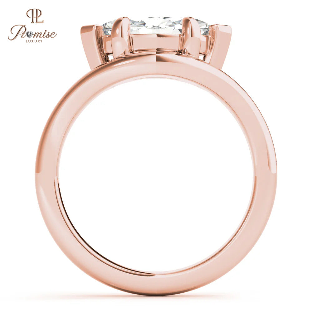 East-West Marquise Diamond Ring – Curved Engagement Ring for Women