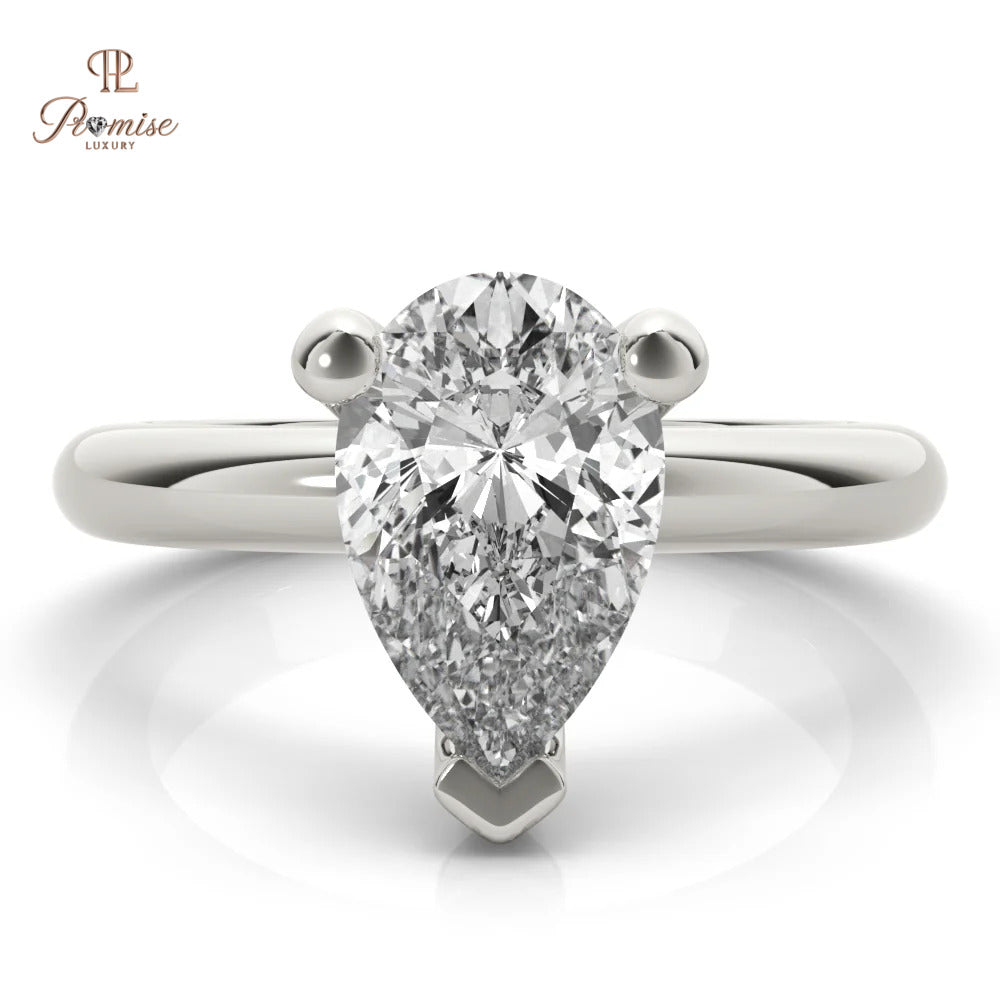 Pear Shape 3-Prong Diamond Ring - Modern Minimalist Engagement Ring