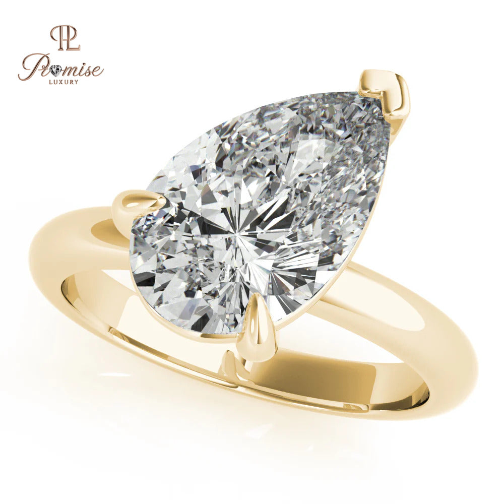 Antique Tilted Pear Elegant Ring – Solitaire Diamond Engagement Ring