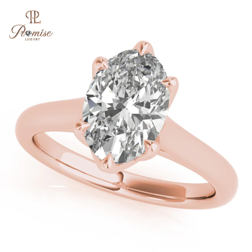 Oval 6-Prong Diamond Solitaire Ring – Elegant Engagement Ring for Women