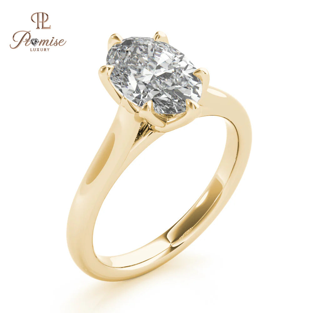 Oval 6-Prong Diamond Solitaire Ring – Elegant Engagement Ring for Women