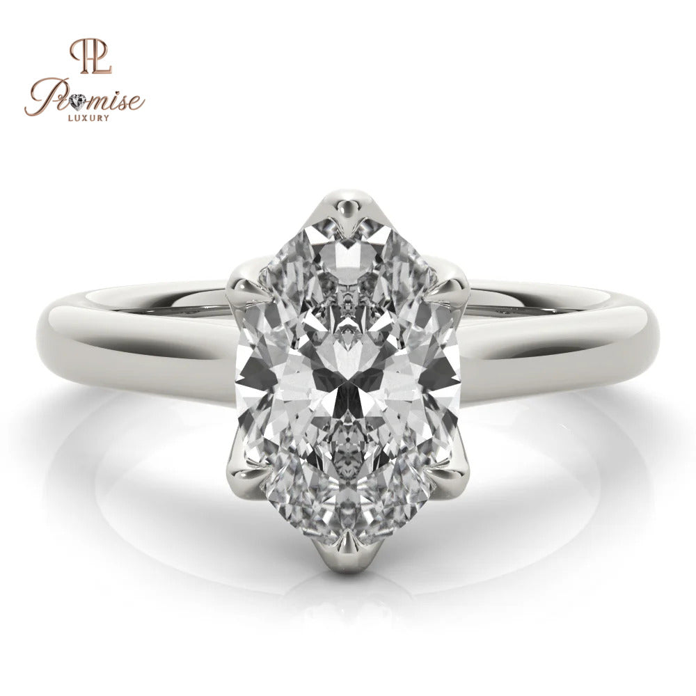 Oval 6-Prong Diamond Solitaire Ring – Elegant Engagement Ring for Women