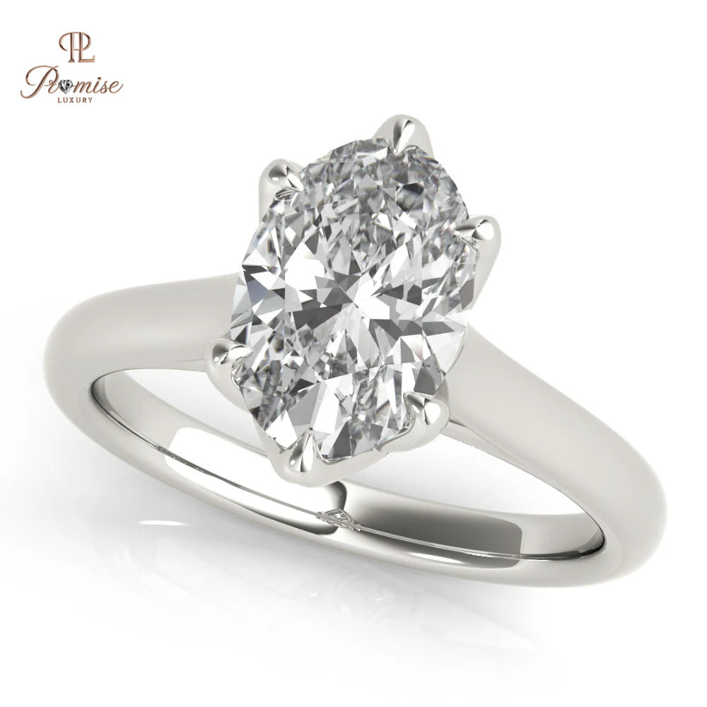 Oval 6-Prong Diamond Solitaire Ring – Elegant Engagement Ring for Women