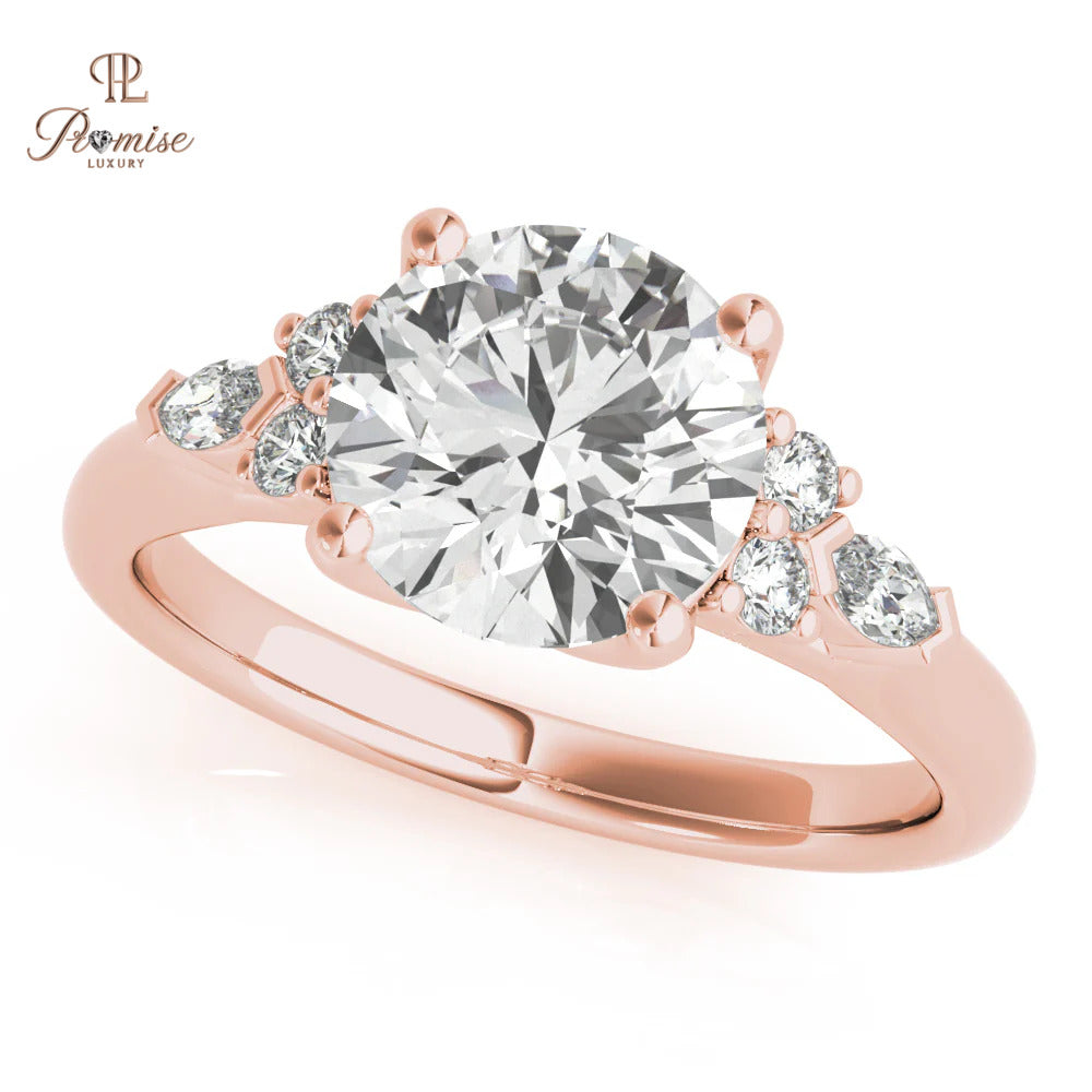 Classic Round Engagement Ring 4 Prong Setting – Luxury Wedding Ring for Women
