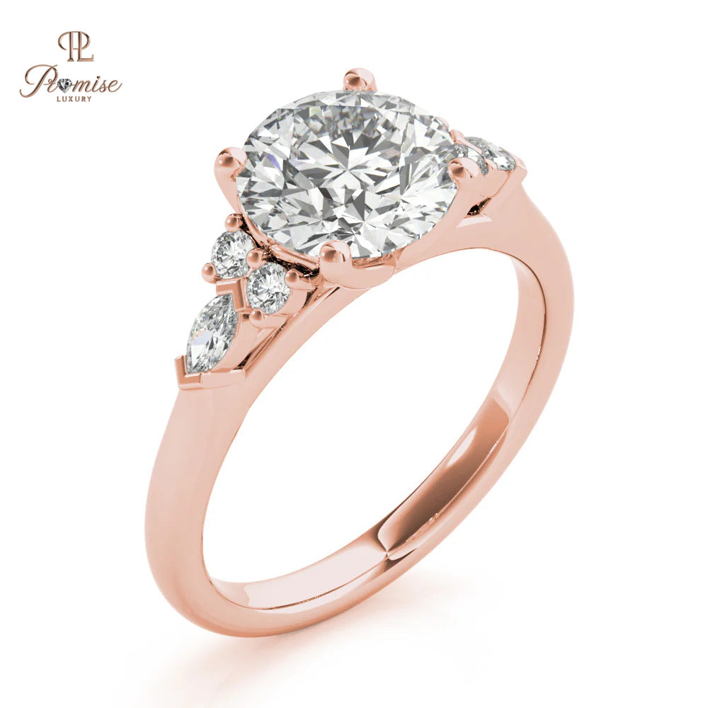 Classic Round Engagement Ring 4 Prong Setting – Luxury Wedding Ring for Women