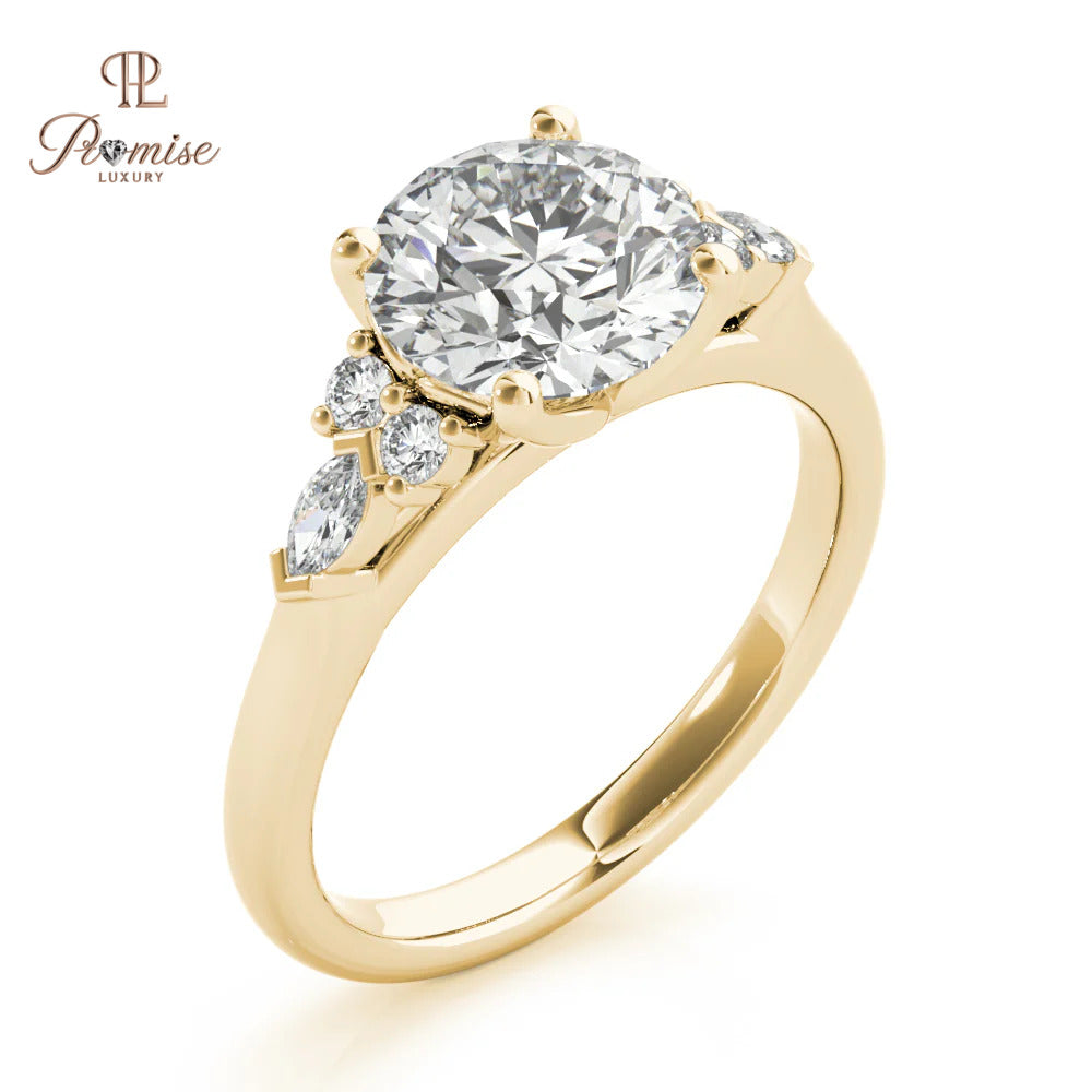 Classic Round Engagement Ring 4 Prong Setting – Luxury Wedding Ring for Women