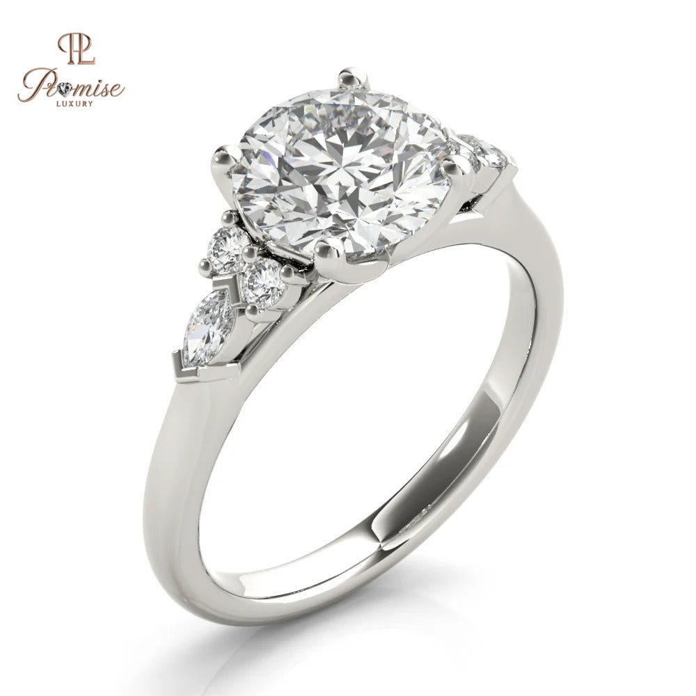 Classic Round Engagement Ring 4 Prong Setting – Luxury Wedding Ring for Women