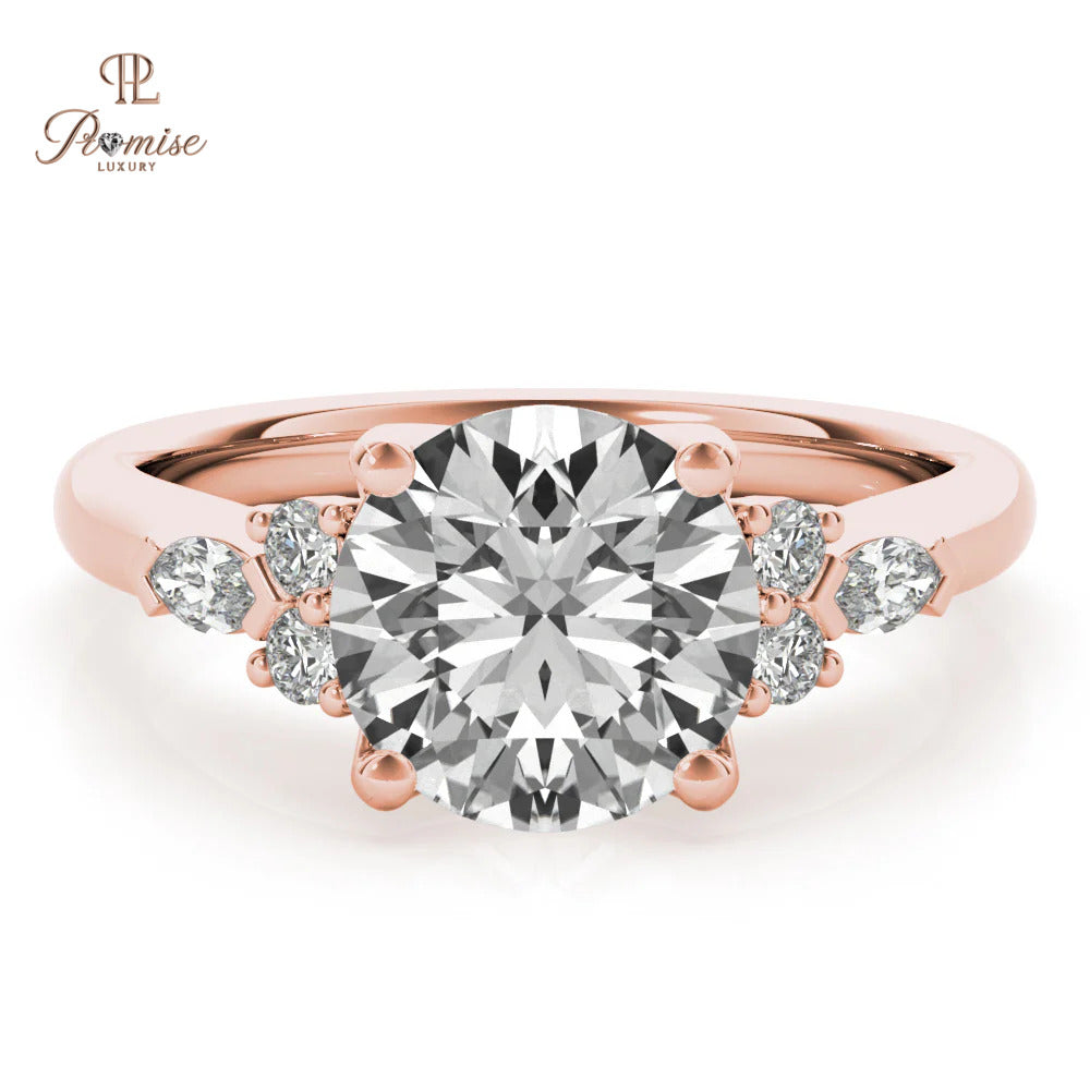 Classic Round Engagement Ring 4 Prong Setting – Luxury Wedding Ring for Women