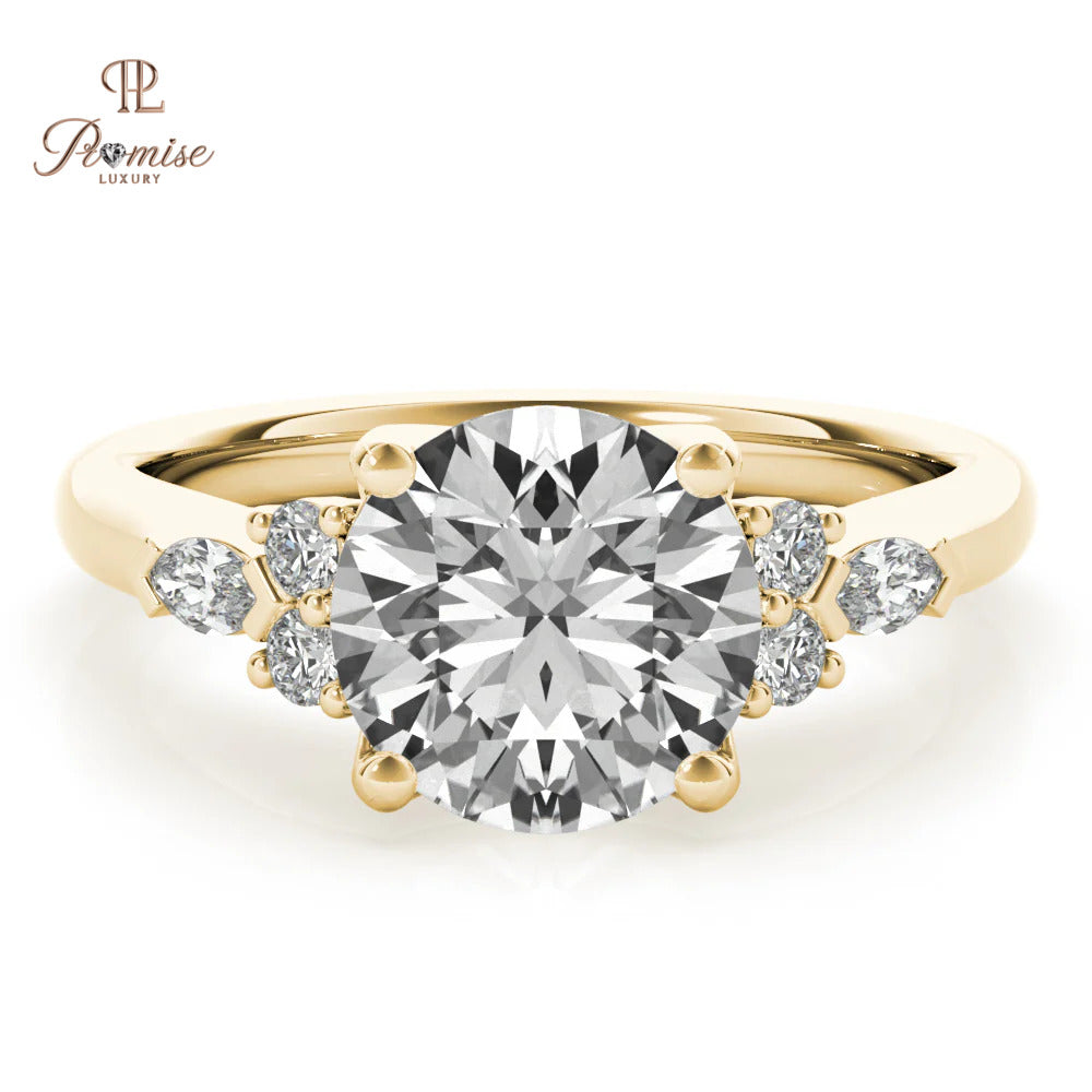 Classic Round Engagement Ring 4 Prong Setting – Luxury Wedding Ring for Women