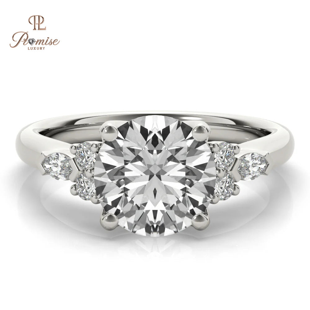 Classic Round Engagement Ring 4 Prong Setting – Luxury Wedding Ring for Women