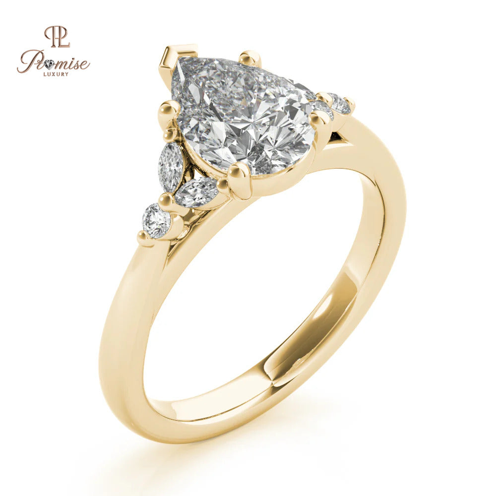 Vintage Pear Diamond Ring - Antique Style Engagement Ring For Women