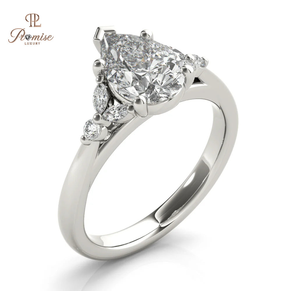 Vintage Pear Diamond Ring - Antique Style Engagement Ring For Women