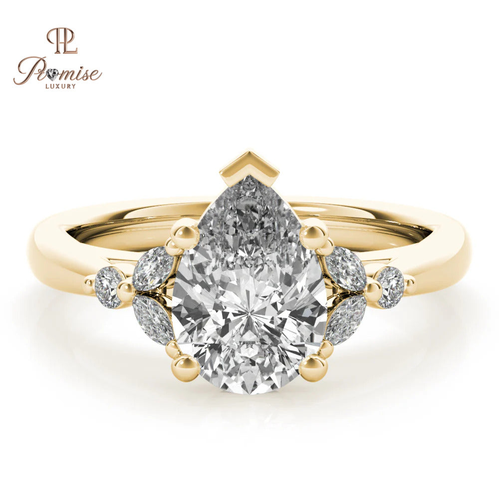 Vintage Pear Diamond Ring - Antique Style Engagement Ring For Women