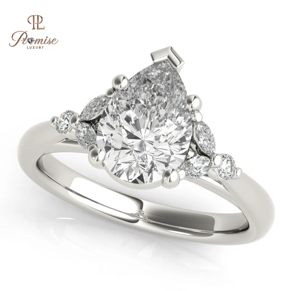 Vintage Pear Diamond Ring - Antique Style Engagement Ring For Women