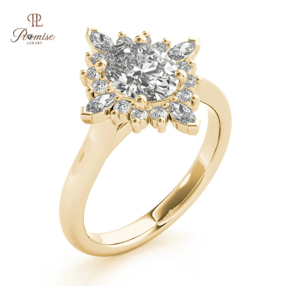 Vintage Inspired Oval Engagement Ring – Wedding Bridal Ring