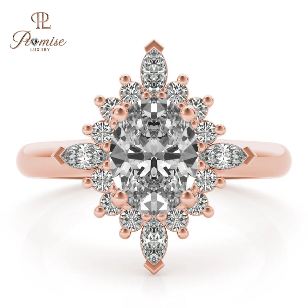 Vintage Inspired Oval Engagement Ring – Wedding Bridal Ring